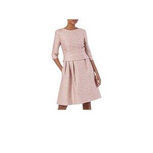 The Fold Camelot Dress Sz 12 Italian Milled Tweed Fit & Flare PInk(Blush)